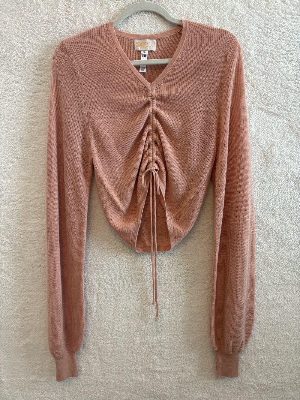 Beach Riot Kenzi Adjustable Tie Front Lightweight Sweater Rose Size Large